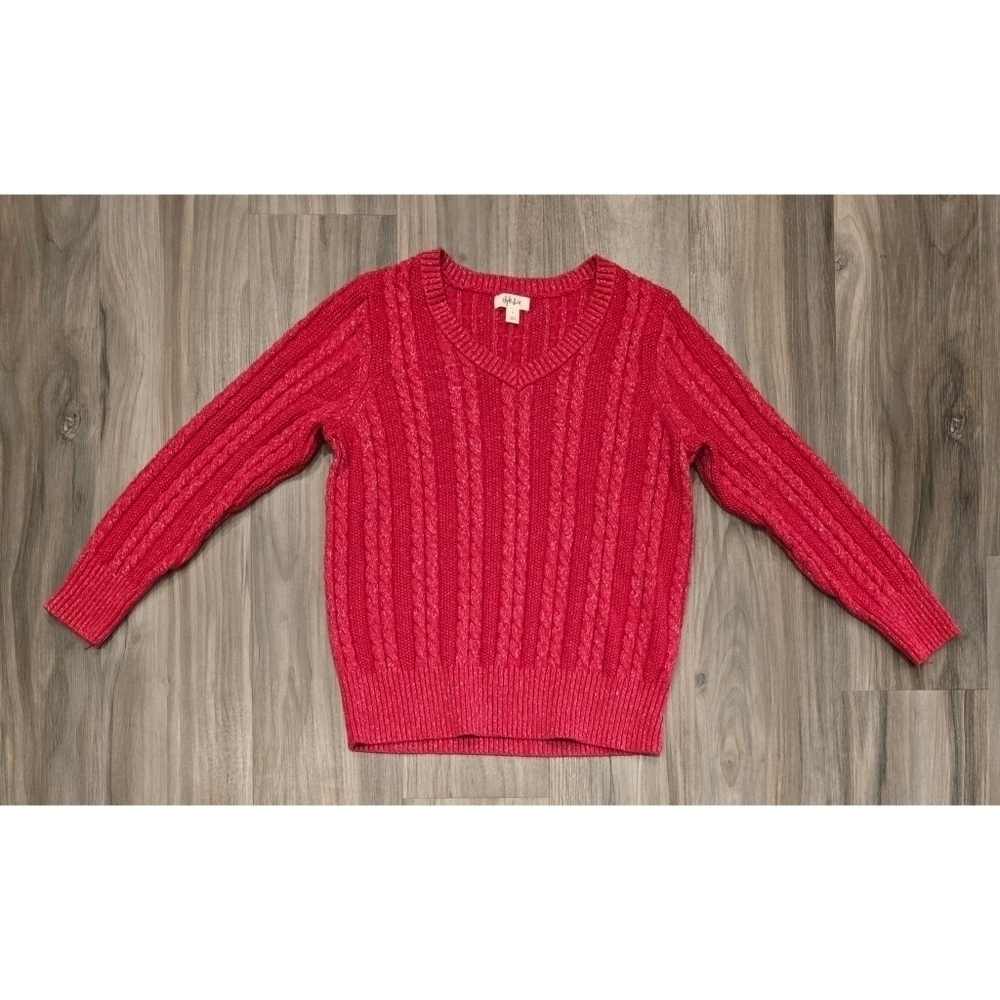 Style & Co Women's Cotton Cable-knit Crewneck Sweater size large